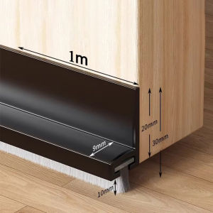 Door Bottom Sealing Strip with Brush Silicone Weatherstrip Reduce Noise Insect Proof Windproof Dust Self Adhesive Proof Seal Tapes