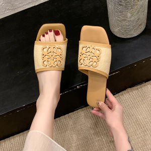 [Free Shipping] WomenS Flat Woven Square-Toed Open-Toe Sandals For Outdoor Wear 2026 Summer New Model