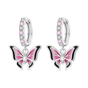 925 Sterling Silver Inlaid Zircon Butterfly Earrings Insect Element Original Design Womens Fashion Party Jewelry Gift Ear Loops