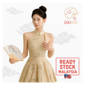 daidai (Ready Stock) Women Cheongsam Sleeveless Dress CNY Chinese New Year 新中式公主挂脖改良旗袍女春夏高级感纯欲气质收腰礼服蓬蓬连衣裙