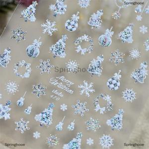 [COD] Springhooe Cute Christmas Style Bow Colorful Snowflake Christmas Tree Nail Art Stickers Girly Nail Art Print Stickers Women Nail Decor Gift