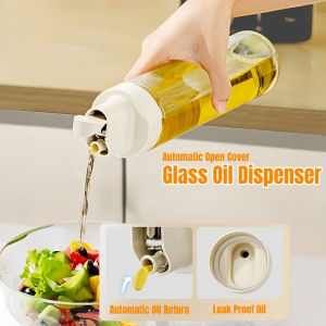 500ML Oil Bottle Glass Bottle Automatic Open And Close Lid Cover Sealed Vinegar Soy Sauce Bottle