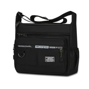 ALLUCK Nylon Korean Style Nylon Bag Multi-layer Square Shape Mens Messenger Bag Outdoor Zipper Shoulder Bag Men Women
