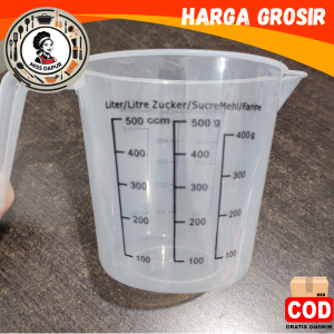 ALAT DAPUR SERBAGUNA GELAS TAKAR UKUR 500 CC WARNA PUTIH PENAKAR AIR MULTIFUNGSI/BERBAHAN PLASTIK TEBAL
