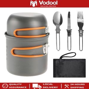 Camping Cooking Kit with Handle Lightweight Cookware for 1-2 Persons Ideal for Hiking and Outdoor Activities