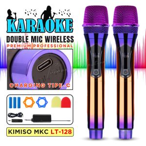 Mic Tanpa Kabel Isi 2pcs - MKC KIMISO LT-128 UHF Digital Display Profesional 2 Mic Wireless Microphone Karaoke Bisa Di Cas USB Tipe-c |  Mikrofon Wireless/Microphone/Mic double (Batrei dapat di Charger ) | TC