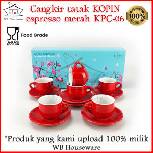 gelas kopi 6 Pasang Cangkir Set warna Keramik Espresso KOPIN / Cangkir Kopi Mini 90ml Navy KPC-06