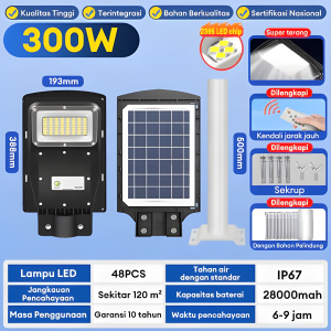 【Garansi 30 tahun】0 Biaya listrik Lampu Tenaga Surya outdoor Lampu Jalan Matahari Ready Stock 1500W Solar Sensor Street Cell Lights LED lampu Luar Ruangan tahun jalan air IP67 kerangka anti petir Jarak Jauh smart