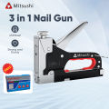 Mitsushi 3In1 Gun Tacker Heavy Duty Nail Staple Metal Stapler Gun Industrial Staple Gun with Nail with 600 PCS Nails. 