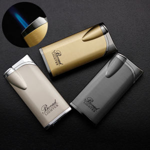 DB417 Jet Flame Lighter Creative Press On Fire Straight Metal Plain Gift Set