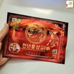 Cao dán hồng sâm Trầm hương Cheonnyeon gói 20 miếng - Cao dán sâm hàn quốc hỗ trợ giảm đau nhức - Thaochihanghan