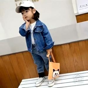 Setelan Jeans Anak Jaket Viral dan Celana Impor Umur 1-7 Tahun / Satu Set Celana Panjang Model Terbaru Trend Fashion Kekinian Korea Usia 2 3 4 5 6