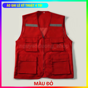 ÁO GHI LÊ PHẢN QUANG KÝ SƯ KỸ THUẬT 4 TÚI HỘP MÀU ĐỎ