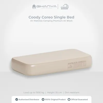 Coody Air Block COREO Single Bed Air Mattress Camping Premium Matras Udara Portable Anti Kotor Beban Hingga 1500 kg Beige
