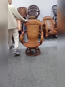 Natural Real Rattan Chair Rotatable Balcony Small Table Chair Swivel Chair Single Person casual