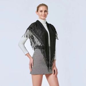 MISSLADY Cape Knitted Triangle Scarf Cloak Wraps Hollow Out Scarves All-match Crochet Belt Women