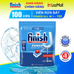 Viên rửa bát Finish Powerball Power All In 1 Max - Túi 100 viên 110 viên rửa chén Finish All in one max màng bọc tự tan chính hãng sản xuất tại Ba Lan 10 chức năng giúp chén dĩa sạch bóng như mới và bảo vệ máy rửa bát hiệu quả