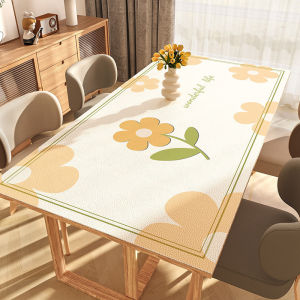 Alas Taplak Meja Flower Kulit Premium Motif Elegan Waterproof Anti Minyak Alas Meja Ruang Tamu/Meeting/Ruang Kerja