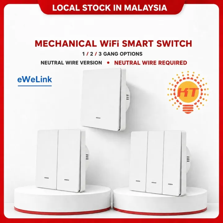 eWeLink mechanical smart WIFI White wall switch (With Neutral Version)