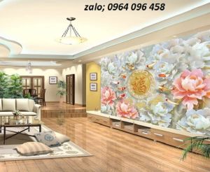 Gạch tranh 3d phong thủy tài lộc phòng khách - KCB62