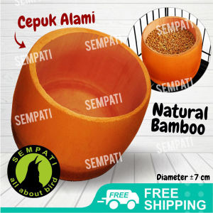 SEMPATI Cepuk Bambu Tempat Pakan Minum Burung Lovebird Murai Kolibri Pleci Kenari Wadah Tempat Makanan Minum Hamster Sugar Glider Kelinci Kucing Anjing