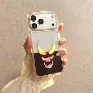 Cartoon Liquid Phone Case for iPhone 17 16 15 Pro Max Black Water Soft Edges Shell Protective Transparent Hard Back Cover Capa