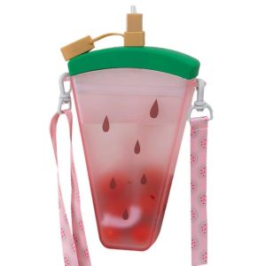 WARM STOP Food Grade Popsicle Straw Cup Anti-fall Leakproof Watermelon Water Bottle Practical Cartoon Plastic Water Cup Drinkware