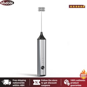 [VTO] Rechargeable Milk Frother Stainless Steel Detachable Whisk Drink Mixer Foamer 3 Speed Adjustable for Matcha Lattes Cappuccino