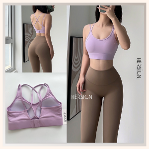 Set đồ tập gym nữ Bộ đồ tập yoga nữ Áo bra thể thao quần dài HERSIGN-SMIXB32L20C