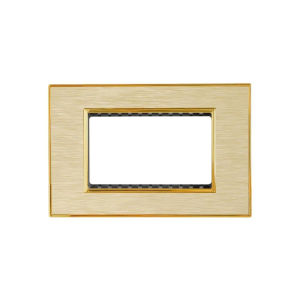 Mặt Ổ Cắm Công Tắc Điện Vina House Vỏ Nhựa PC Vàng Sâm Panh viền vàng – Bền Đẹp – Dễ Lắp Đặt