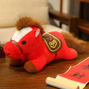 JOJO CASTLE 2026 Chinese New Year Horse Plush Toy Horse Plushies Doll Soft Stuffed Animals Lovely Zodiac Horse Plushie Doll Hug Pillow Babys Toys for Kids Girls Gift 马年公仔