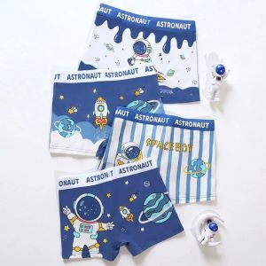 332KUCHAR 4pcs Boys Underwear Set Boxer Shorts for Kids Boy Cotton Boxers Blue Astronaut Pattern Panties for 2-16 Years Old