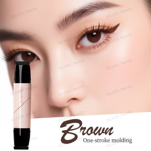 Double-Ended Eyeliner Stamp Pen – Waterproof Smudge-Proof Sweat-Proof Easy Winged Eyeliner Tool (Black/Brown)