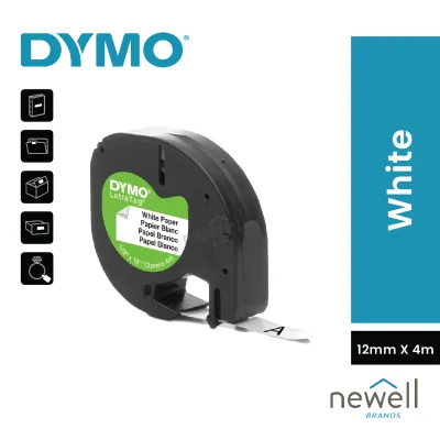 DYMO TAPE LETRATAG PAPER 12MM X 4M