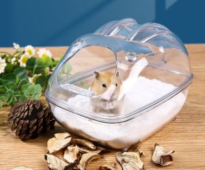 Hamster Panoramic Bathroom See Through Transparent Sand Bath Anti Splash Toilet (S M L)