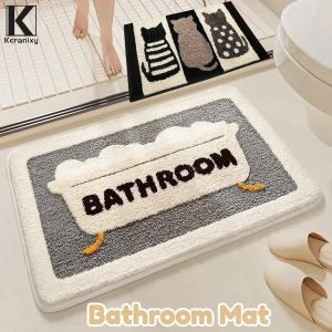 Keranixy Floor Mat Plush Cartoon Soft Absorbent Non-Slip Bathroom Mat Carpet Home Decoration