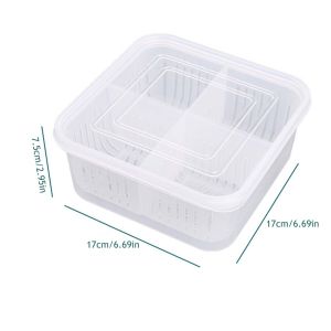 4In1 Plastic Food Fresh Box Separate Storage Case Refrigerator Containers with Lid Vegetable Home Kitchen Food Storage Supply