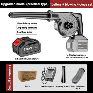Portable Cordless Blower Vacuum Cleaner  2-in-1 1200W Electric Heavy-Duty Blower Vacuum 998VF Rechargeable Lithium Battery Blower Industrial Corner Household Pet PC Car Cleaning Vacuum Cleaner Set For Sale