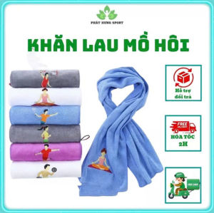 Khăn lau mồ hôi tập Yoga  kích thước 110cm x 25cm khăn thêu vải cotton cao cấp pha nhung mềm mại thấm hút mồ hôi