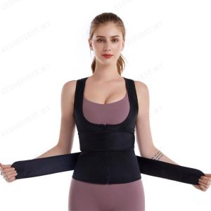 Double Waist Belly Tightening Undershirt Waist Protector Corset Zipper Sports Vest Tummy Tuck Vest