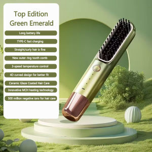 Portable Hair straightening comb wireless Negative ions Anti-scalding Curling Iron USB Rechargeable hairbrush Rapid heating besi kerinting