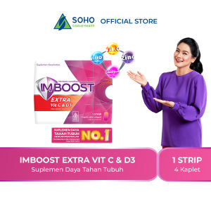 Imboost Extra Vit C & D3 Suplemen Tablet Daya Tahan Tubuh Non-Acidic Vitamini C isi 1 Strip 4 Kaplet