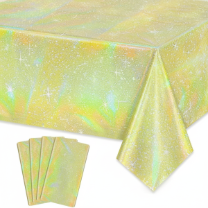 SJJL Aluminum Film Disposale Tablecloth Shiny Rectangle Table Cover High Quality Purple  Party Decoration Birthday Wedding Party Supplies
