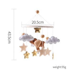 Baby Wooden Mobile Bed Bell Rattles Toys Soft Felt Pink Cartoon Bear Toddler Crib Hanging Musical Rattles Toys For Newborn Gifts2026