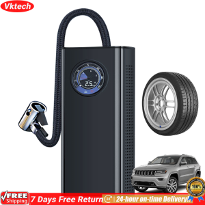 【Ready】【Vktech】 7.4V Tire Inflator Cordless & Handheld Portable Air Compressor with Pressures Gauge Air Inflator for Car Vehicle Motorcycle Balls and Bicycle
