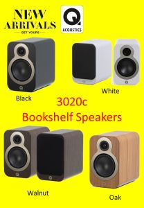 Q Acoustics 3020c Bookshelf Speakers Black White Walnut Oak