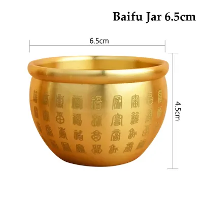 ZHUGE 1Pcs Wealth Attracting Pure Brass Cornucopia 4.5-7cm Small Mini Baifu Rice Cylinder Surface Polished Baifu Jar Cup Study Decoration Gift