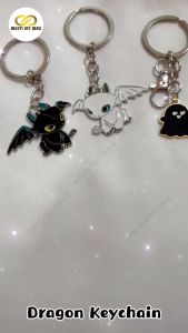Buy one get one free Flying Dragon Keychain Cartoon Anime Black White Enamel Toothless Keychain Couple Key Ring Pendant