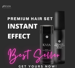Kvia Naturals Instant Hair Building FIber Best Solution for Hair Thinning/ Bald Spots/ Receding Hair Lines (COMBO FIBER WITH HOLD SPRAY) INSTANT EFFECT