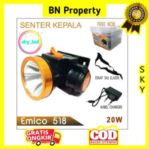 Senter kepala LED 20W 518 Emico Cahaya Putih Kuning 35W